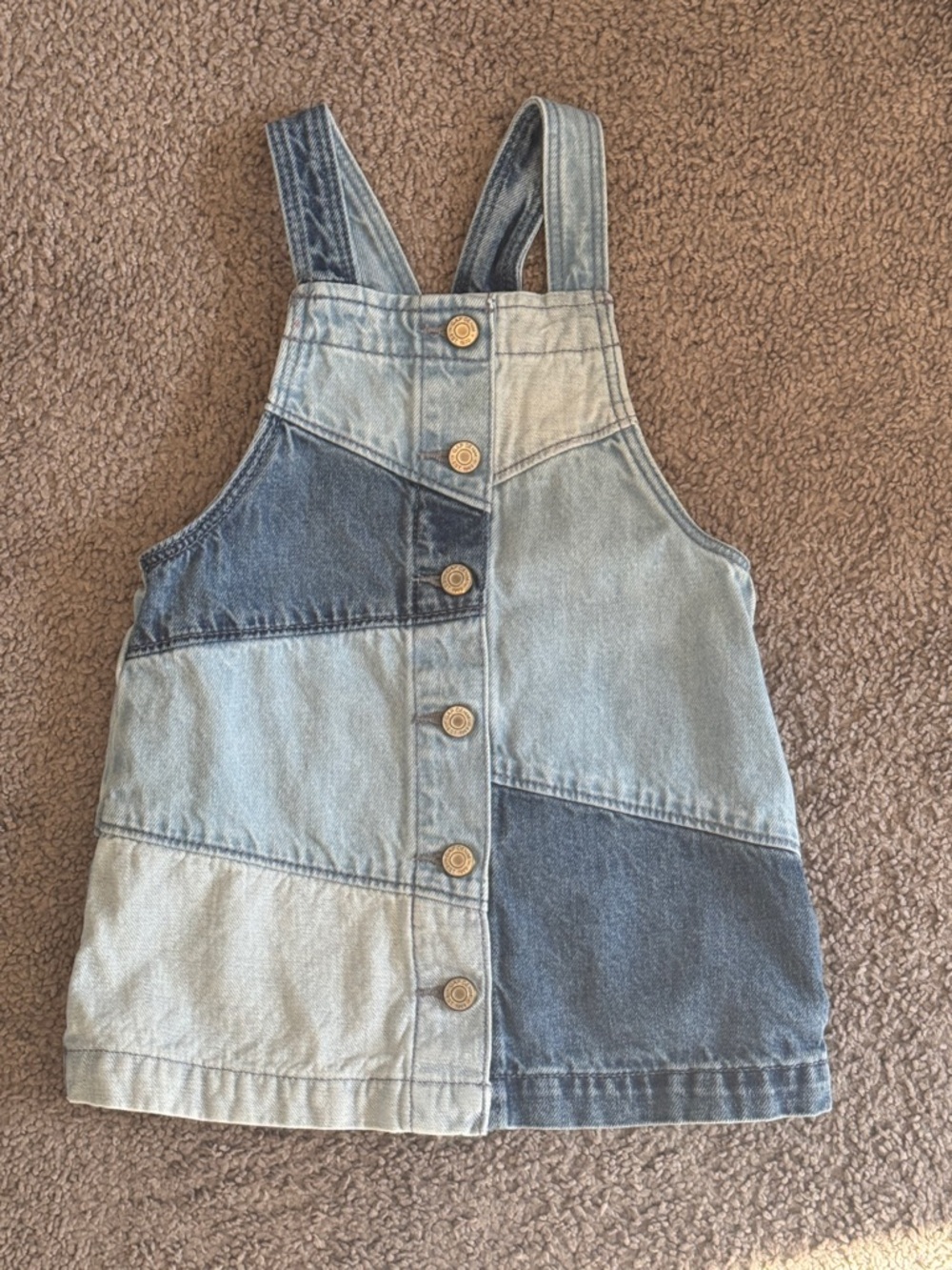 GAP Patchwork Denim Overalls - Light Blue & Dark Blue - 2T (Like NEW)